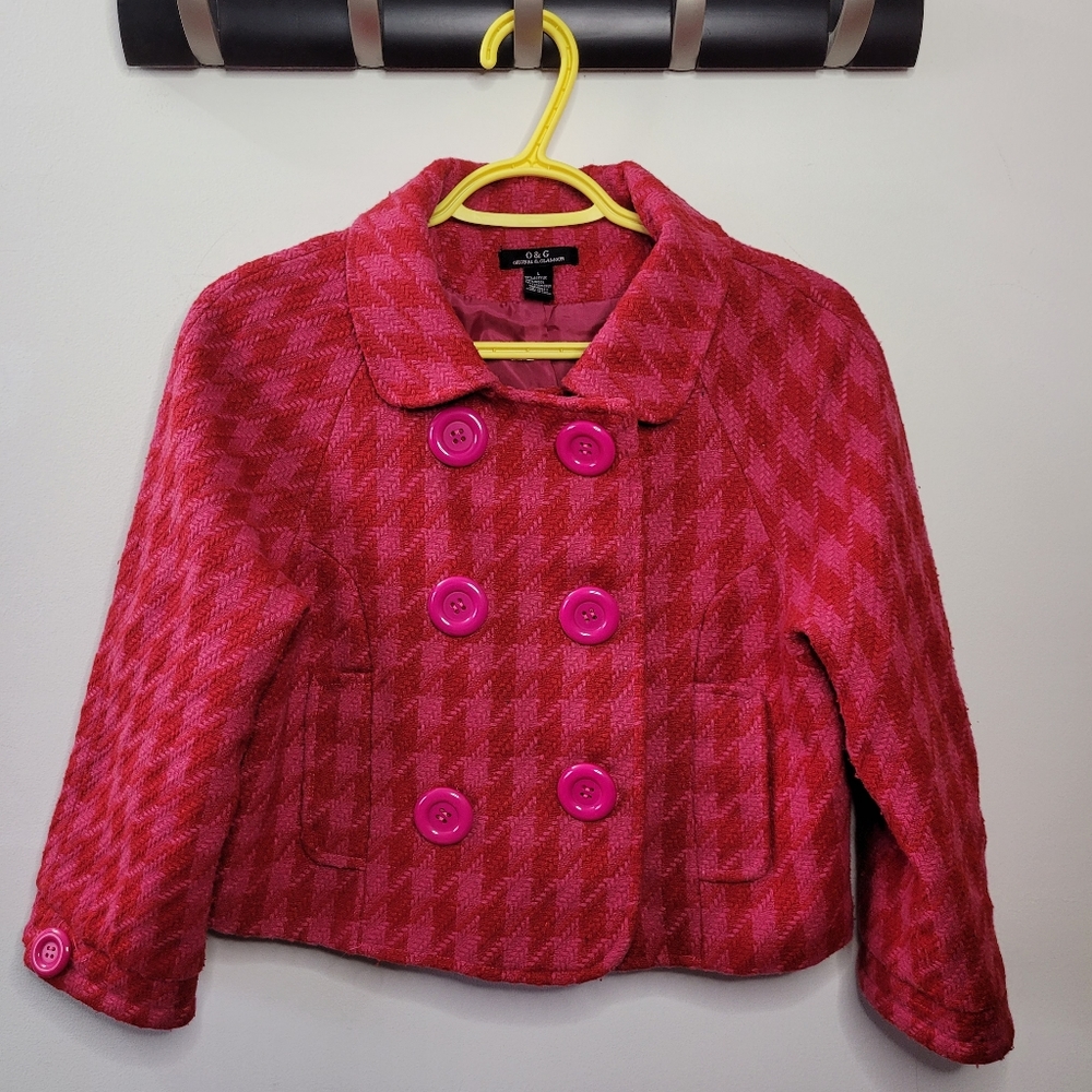 Wool Skirt & Jacket Set, Red / Pink Plaid